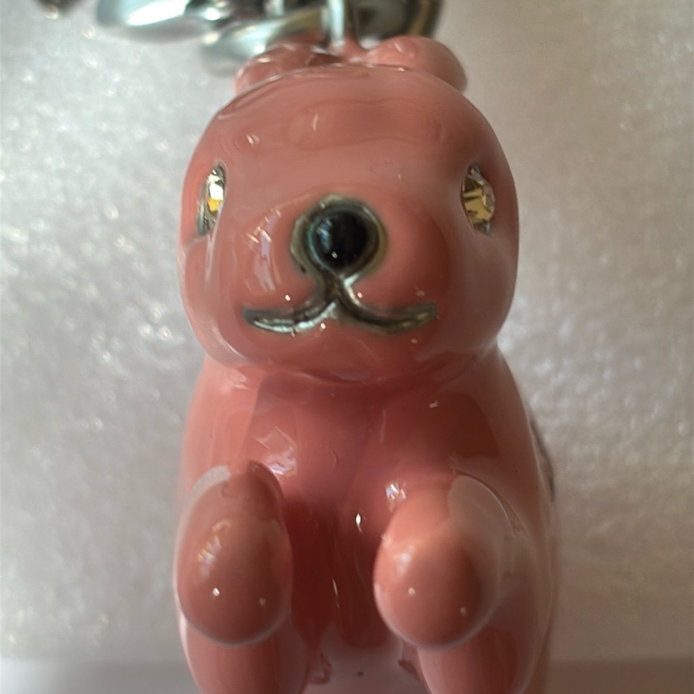 🐰🌸🐰Coach Silver and Pink Bunny Charm Key Chain 🐰🌸🐰  NWT 🐰🌸🐰 - Picture 14 of 16